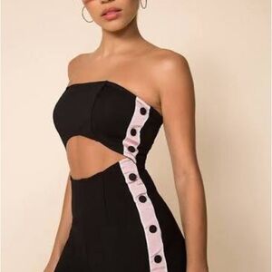 Superdown Black and Pink Cutout Sporty Romper